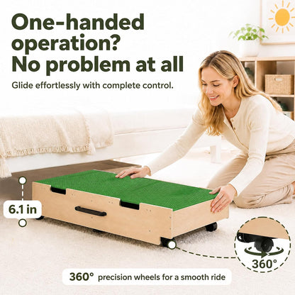 3-in-1 Wooden Kids Activity Table with Storage & Wheels