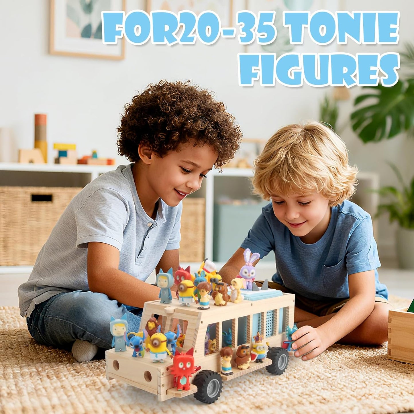 Display Shelf Compatible with Tonies with Adhesive Metal Plates – Holds 35 Figures