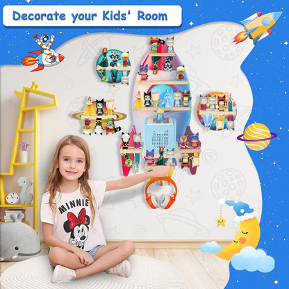 Magnetic Wooden Display Shelf Set of 4 Compatible with Tonies – Wall Mounted, Fits Audio Player 1 & 2