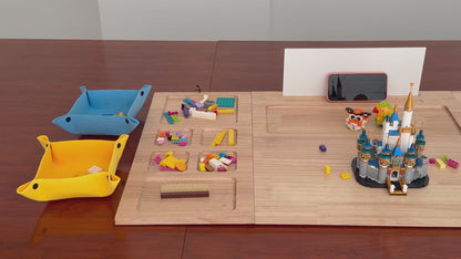 Tri-Fold Wooden Building Tray with 16 Sorting Zones